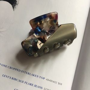 Anthropologie Mosaic Acrylic Small Hair Clip, Grey